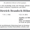 Brandsch-Boehm Dietrich 1934-2016 Todesanzeige